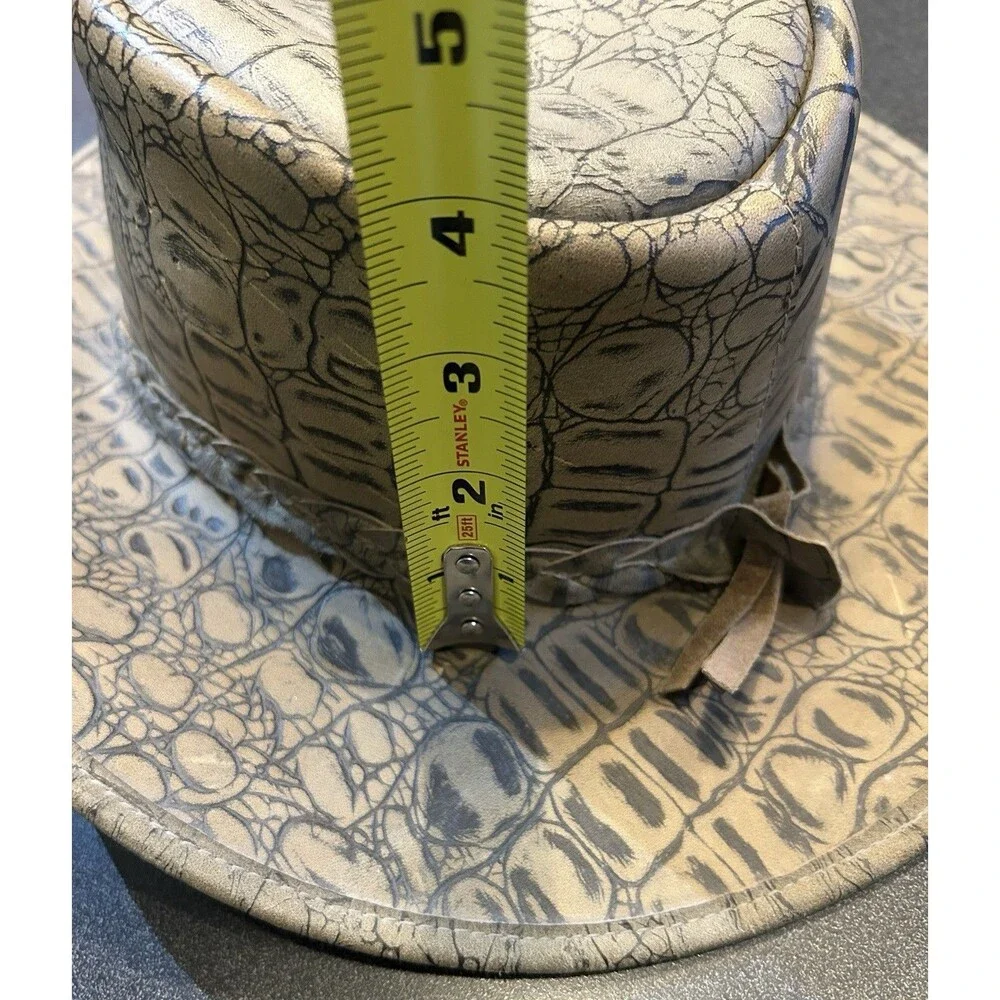 Vintage Born Down Under Kangaroo Leather Australia Outback Hat Croc Design Large
